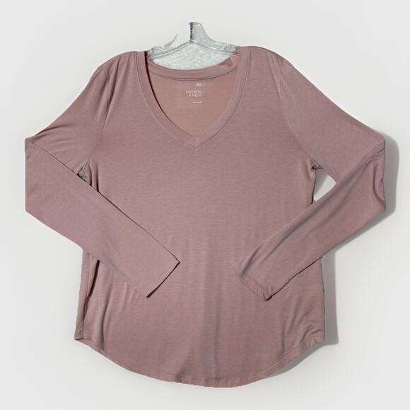 SO Tops - SO Favorite V Neck Long Sleeve Shirt Top Pink Womens Size Large